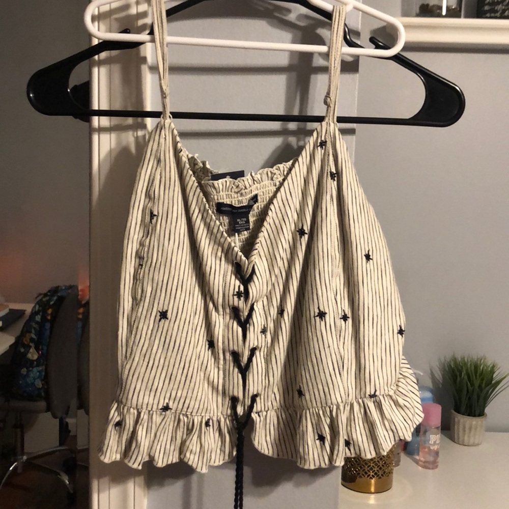 Blue and cream tank top